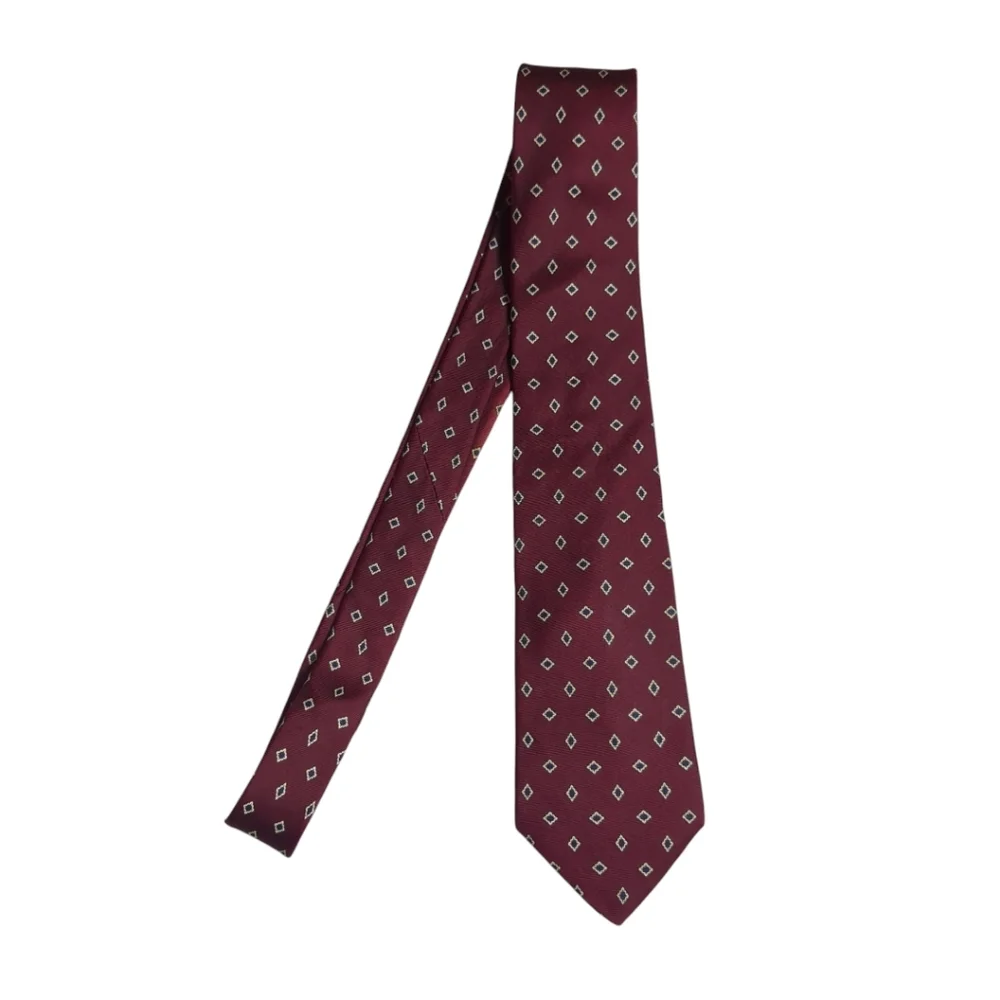 Vintage Etienne Aigner Men's Necktie Tie Red Pattern Geometric 100 %Silk